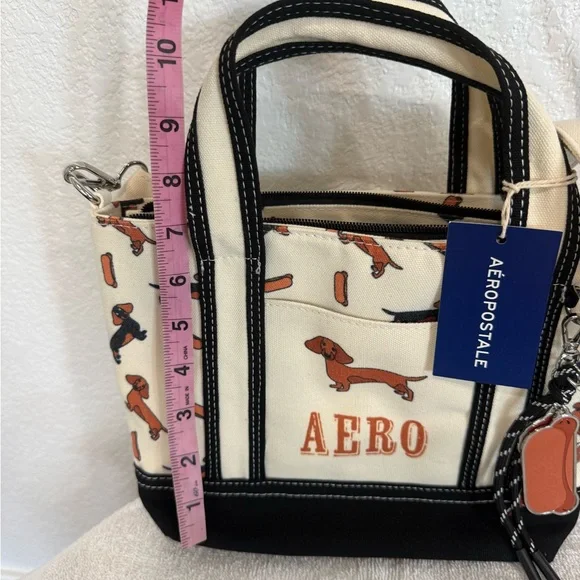 Aeropostale Cream and Black Dachshund Print Tote - Picture 9 of 10